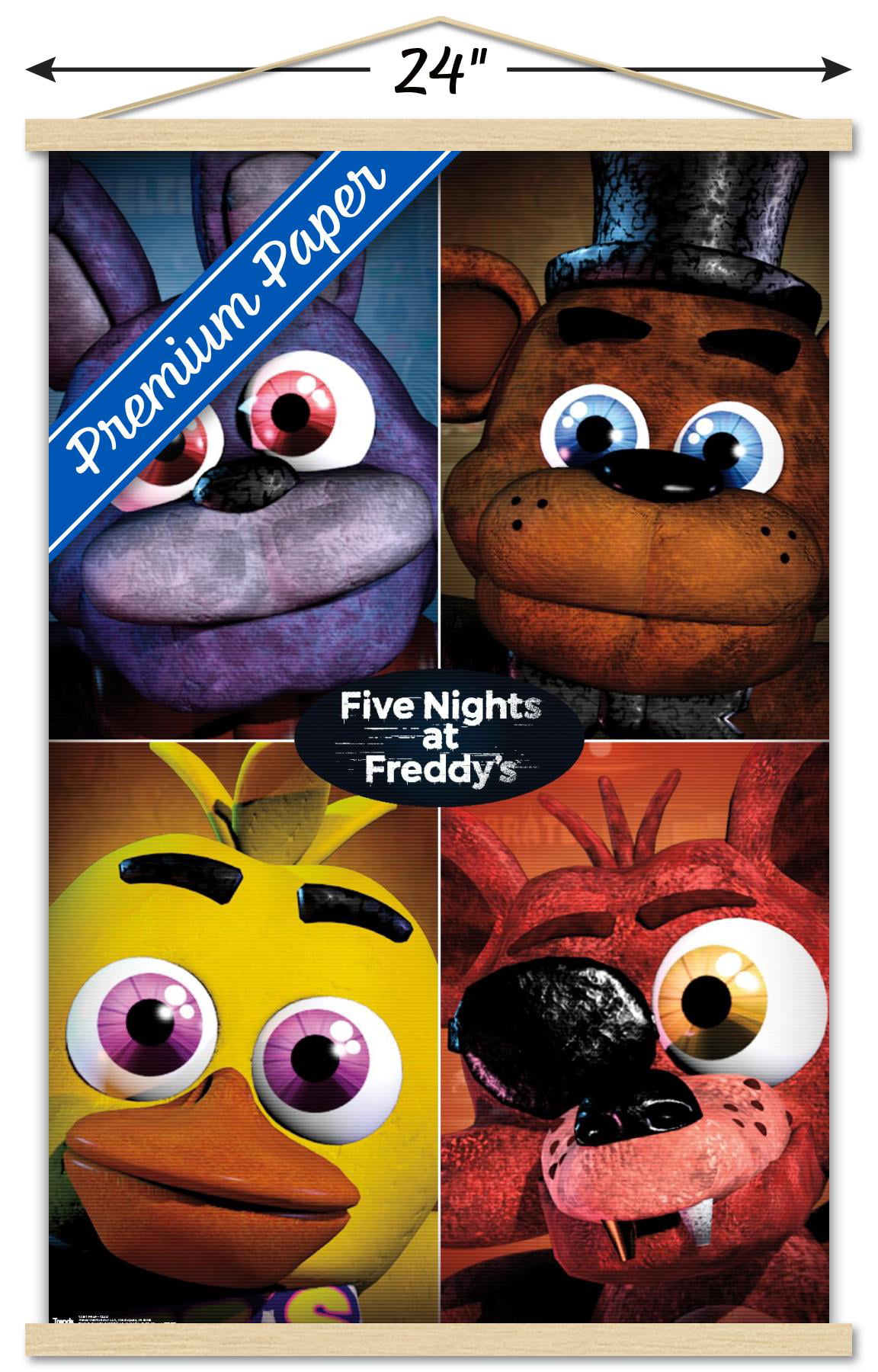 Five Nights at Freddy's - Quad Wall Poster with Push Pins, 22.375