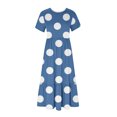thumbnail image 3 of Penkiiy Women's Summer Polka Dot Print Casual Short Sleeve Crewneck Basic Swing T Shirt Dress Flowy Beach Vacation Sundress XL Blue, 3 of 4