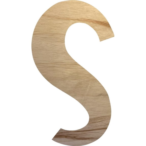 Wooden Letter (S) Unfinished Craft, 18'' Tall Alphabet Wood Letter DIY, Paintbale Icebold Font