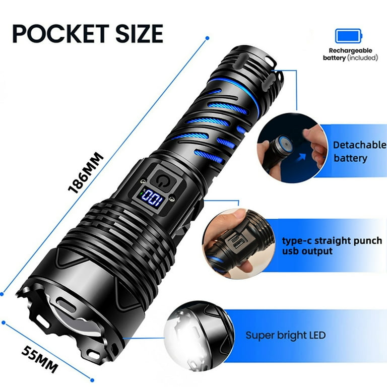 Free Shipping! Juyafio Rechargeable Flashlight, 200000 Lumens