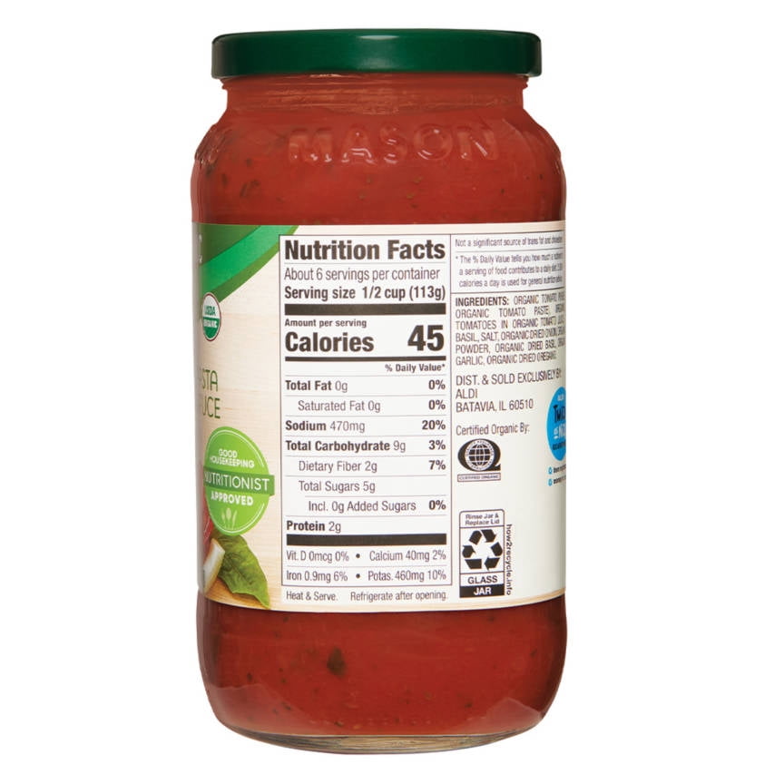 Simply Nature Organic Tomato Basil Pasta Sauce, 24 oz