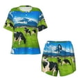 thumbnail image 4 of Picia Grazing Cows Mountain View Pajamas Sets for Women Soft Short-Sleeved Pjs with Lounge Shorts Two Piece Sleepwear-XX-Large, 4 of 9