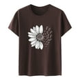 thumbnail image 2 of Wozhidaoke Sunflower Shirts for Women, Short Sleeve Women Pinting Oversized T Shirts Loose Casual Crewneck Tunic Soft Blouse Tops, Floral T-Shirts for Women | Burgundy 5XL, 2 of 6