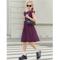 thumbnail image 5 of Arshiner Tween Girls Summer Dress Formal Ruffle Sleeve A Line Casual Elegant Dresses with Belt, 5 of 6