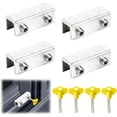 thumbnail image 1 of 4PCS Sliding Window Locks, Sliding Window Stopper, Adjustable Sliding Bay Window Lock, Sliding Door Stopper, for Sliding Doors and Windows, Silver, 1 of 5
