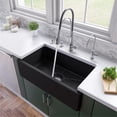 thumbnail image 1 of Pemberly Row 33" Black Reversible Smooth/Fluted Single Bowl Fireclay Farm Sink, 1 of 9