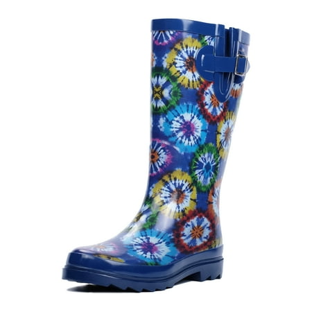 

Landchief Rain Boots for Women Ladies Tall Waterproof Rubber boots for Garden Size 7 Tie Dye
