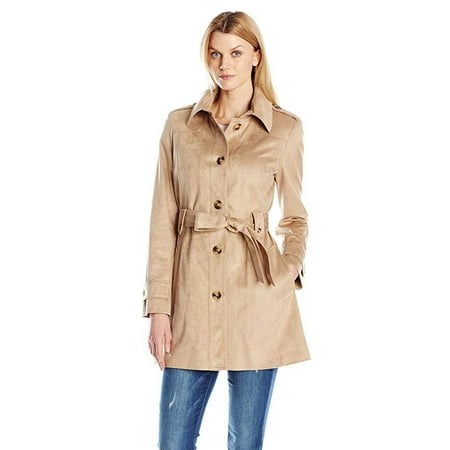 Via Spiga Leather Coat - Via Spiga Women's Suede Belted Trench Coat Sand XX-Large