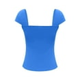 thumbnail image 4 of Blue Womens Tops Women's V Neck Short Sleeve T Shirts Double Lined Tee Seamed Cup Going Out Tops Shirts for Women, 4 of 6