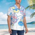 thumbnail image 4 of Lsque Sanrio Pattern Hawaiian Shirt for Men Unisex Summer Beach Casual Short Sleeve Cotton Linen Button Down Shirts-Medium, 4 of 6