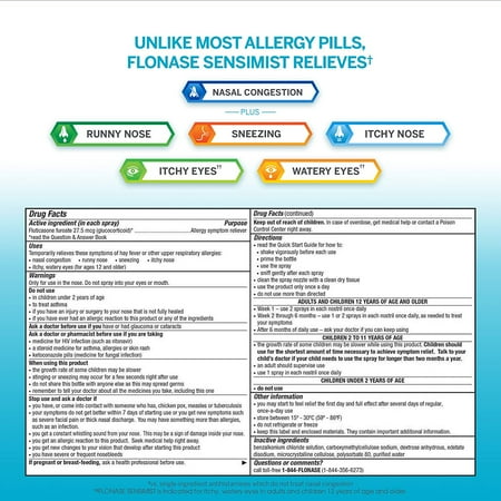 Flonase Sensimist Allergy Relief Nasal Spray Non Drowsy Allergy Medication, Gentle Mist - 120 Sprays
