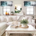 thumbnail image 4 of Teal Gray Kitchen Curtain Valances for Windows Farmhouse Short Curtains, Modern Oil Painted Art Abstract Geometric Rod Pocket Valance Curtain for Bedroom Cafe Living Room 60"x18", 4 of 8
