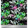 thumbnail image 2 of Soimoi Pink Moss Georgette Fabric Leaves,Floral & American Robin Bird Decor Fabric Printed BTY 42 Inch Wide, 2 of 3