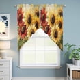 thumbnail image 6 of Summer Sunflowers Kitchen Window Curtains, Swag Curtains Valance for Bedroom Living Room Bathroom, Red Yellow Floral Leaf Wood Grain Rod Pocket Window Treatment Curtain Block Drapes 2 Panels 36"x36", 6 of 9