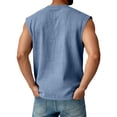 thumbnail image 3 of Zimjoy Henley Tank Tops Mens Relaxed Fit Soft Cotton Linen Sleeveless Tank Polo Shirts Lightweight Breathable Collared Vests Blue XL, 3 of 4