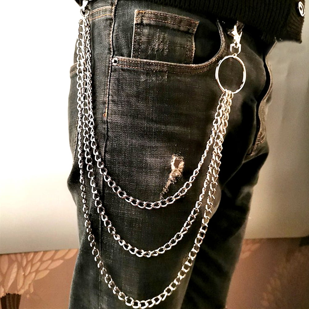 Yesbay Multi-layer Anti-Lost Pants Jeans Wallet Pocket Chain Keychain