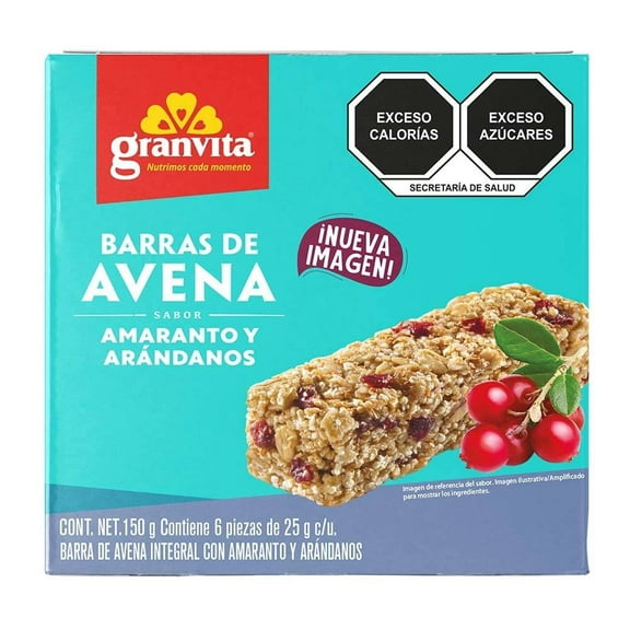 Barra de amaranto Granvita con avena y arándanos 6 barras