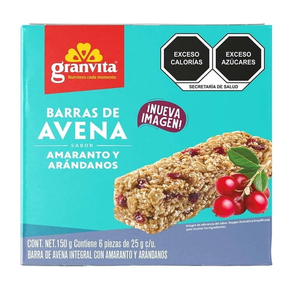 Barra de amaranto Granvita con avena y arándanos 6 barras