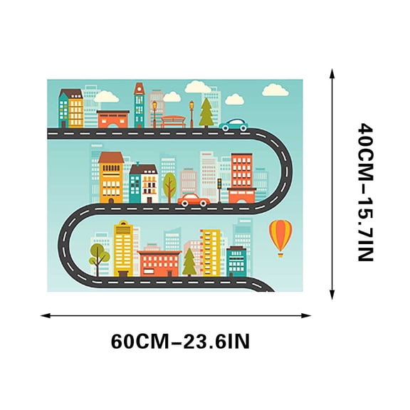 24*15 inch Kids Carpet Playmat, Car Rug for Toy Cars and Trains, Parking Lot Climbing Mat Game Road Mat Non-Slip Play Mat for Playroom & Classroom