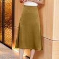 thumbnail image 2 of Cavosen Slip Skirt Satin Elastic Waist Midi Skirts A Line Solid Short Skirts Elegant Bussiness Cocktail Party Skirt, 2 of 6