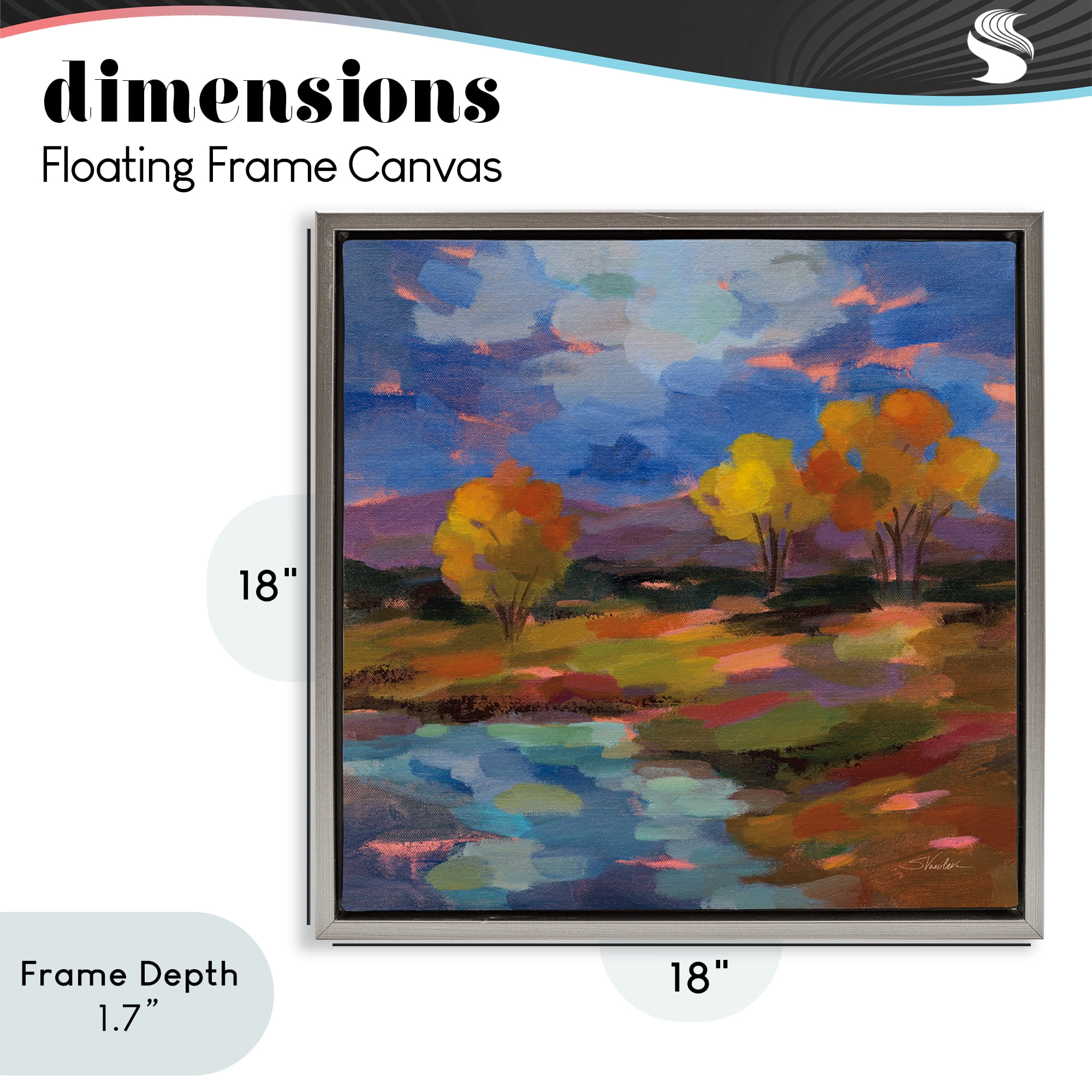 Stupell Industries October Glow Lakeside Reflection Gray Framed Floater Canvas Wall Art, design by Silvia Vassileva