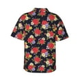 thumbnail image 3 of Balery Red Rose Flower Print Men's Hawaiian Shirts Short Sleeve Beach Shirt Relaxed Fit Vacation Button Down Shirts-X-Large, 3 of 9
