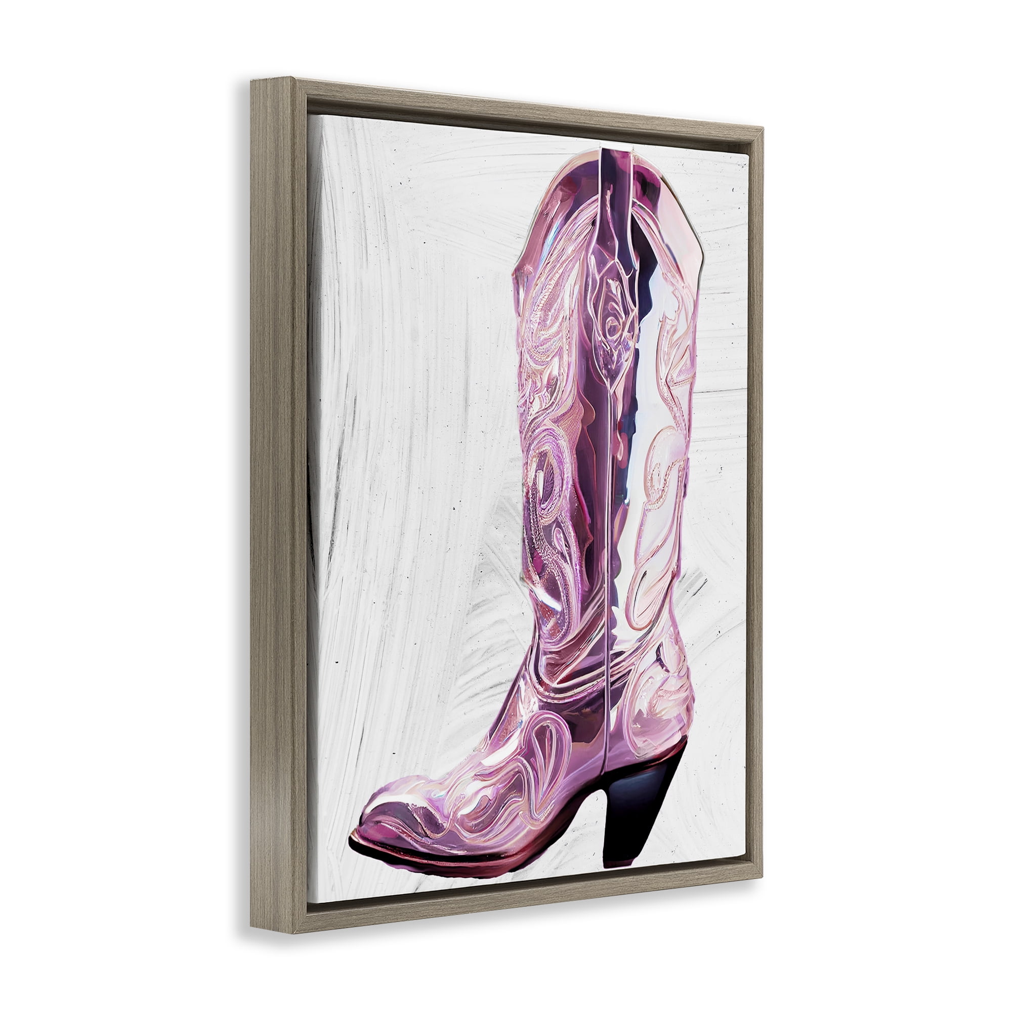 Cowgirl Cinderella's Boot Brown Framed Floater Canvas Wall Art, design by Sasha