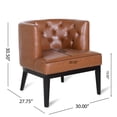 thumbnail image 6 of Noble House Suncook Faux Leather Tufted Club Chair, Set of 2, Cognac Brown, 6 of 8