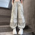 thumbnail image 6 of Generic Girls Baggy Sweatpants Wide Leg Cargo Pants Kid Joggers Casual Sweatpants with Multi-Pocket Streetwear Lightweight Sportswear, 6 of 7