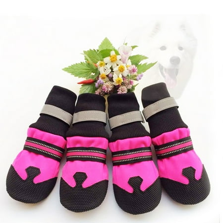 SPRING PARK 4 Pcs Dog Boots Winter Warm Anti-slip Protective Neoprene Soft Paws Walking Shoes for Pet Puppy
