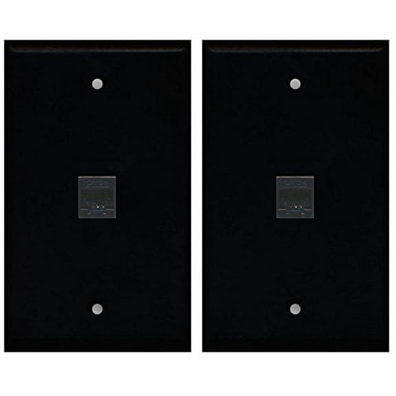 (2 Pack) RiteAV 1 Port Cat5e Rj45 Ethernet Wall Plate Black
