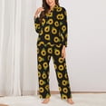 thumbnail image 2 of Balery Sunflowers Conjunto de Pijama con Estampado para Mujer, Conjunto de Dos Piezas con Manga Larga, Ropa de Dormir Suave con Bolsillos, Pijamas Cómodos-Medium, 2 of 7