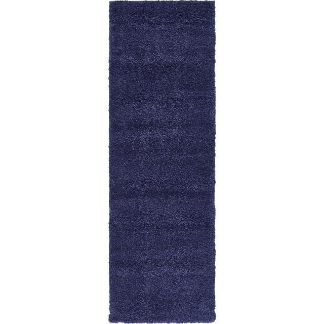 Unique Loom Collection Solo Solide, Moelleux, Enfants, Tapis Moderne, 2' 2 x 6' 7 Runner, Bleu Marine