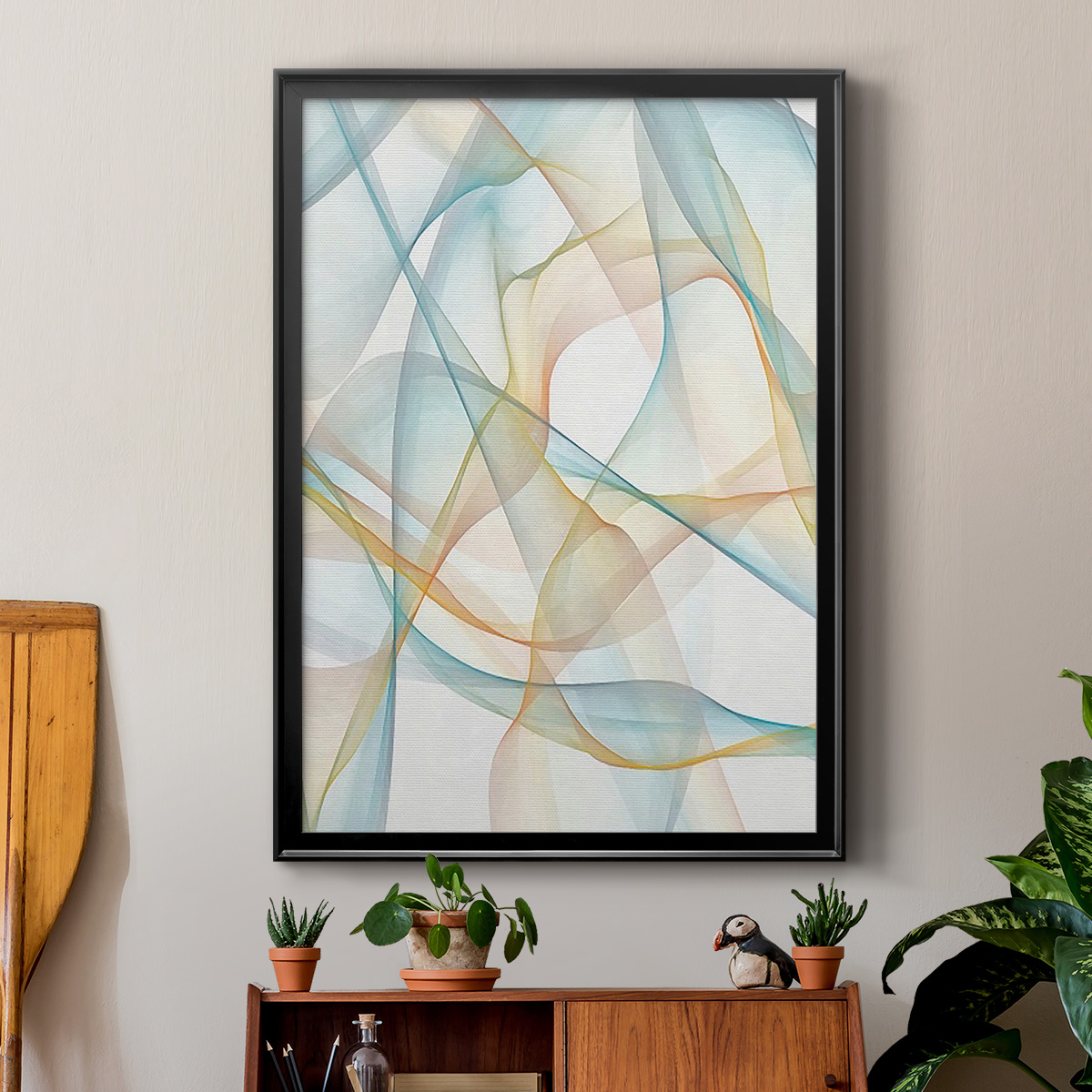 Curves and Waves III Premium Framed Print, in Gold, Black, or Silver - Ready to Hang