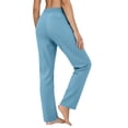 thumbnail image 5 of Women's Soft Fabric Yoga Pants with Pockets, Elastic Waist High Stretch Casual Fit, Solid Color Pants for Women, Workout Lounge Sports, Athletic Trousers | VerBelle,Light Blue 2XL, 5 of 7