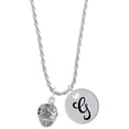 thumbnail image 1 of Delight Jewelry Silvertone Good Dog with Black Paw Spinners Silvertone Script Initial Disc - G - Charm Necklace, 20"+3", 1 of 4