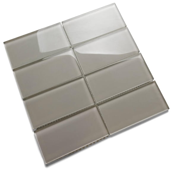 CNK Tile Smoke Glass Subway Tile 3" x 6" Stain-Resistant 8mm Thick Durable Glass for Kitchen Backsplash, Bathroom Walls, Home Decor & More
