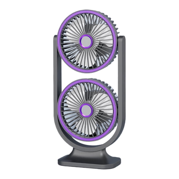 ZLBDYG Portable 360° Rotating Desk Fan - Rechargeable Double Fan with LED Display, 3-Speed Adjustable Cooling for Home, Office, Travel, Camping, USB-Powered Personal Air Circulator