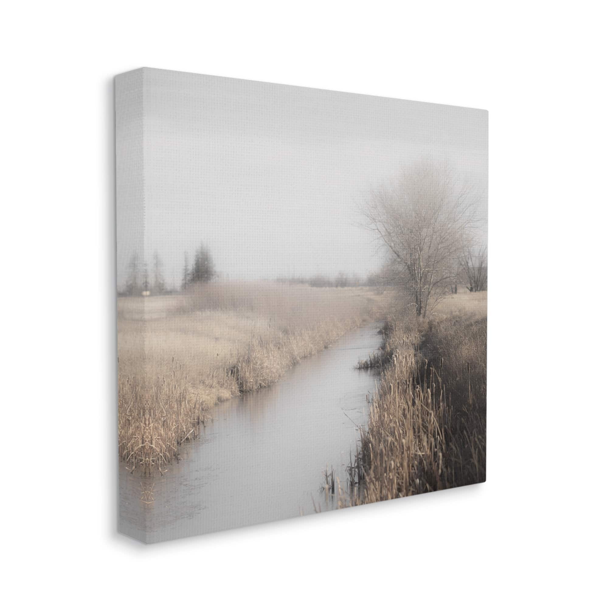 Stupell Industries Quiet Stream Rural Grassland Landscape Photography Gallery Wrapped Canvas Print Wall Art