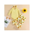 thumbnail image 2 of xiaxaixu 3Pcs Bébé Automne Tenues Froid Épaule Romper + Pantalon Évasé + Bandeau, 2 of 9