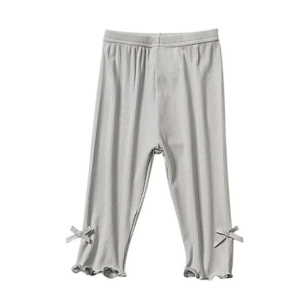 Odeerbi 2-12 Años Niñas Modal Leggings Stretchy Tights Pantalones Color Sólido Suave Elástico Bow Tie Pantyhose