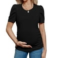 thumbnail image 2 of Short Sleeve Women's Maternity Shirt Casual Puff Sleeve Knit Tops, 2 of 6