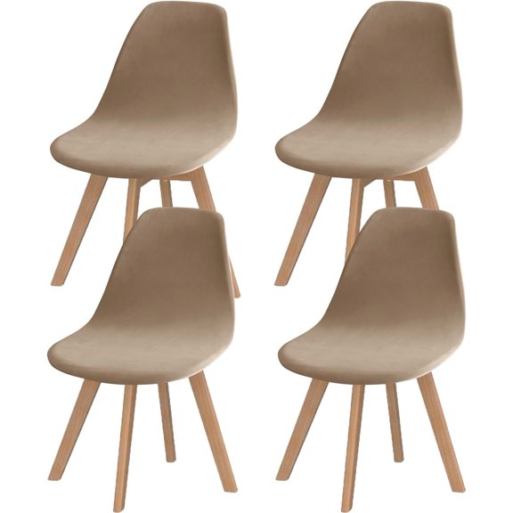 Pack of 4 Velvet Mid Century Modern Dining Chair Covers, Armless Chair Cover, Living Room Side Chair Slipcovers (Babyblue)