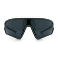 thumbnail image 3 of Mens Windbreaker Wrap Around Curved Shield Lens Sport Plastic Sunglasses Grey - Black, 3 of 8
