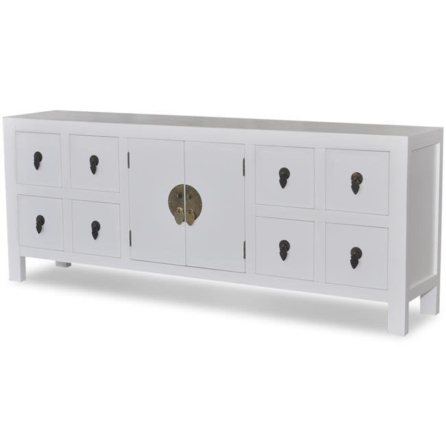 Asian Chinese White Wood Sideboard TV Console Hallway Cabinet Table with Drawers 