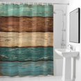 thumbnail image 2 of Green Brown Wood Grain Shower Curtain, Vintage Green Brown Khaki Teal Wood Stripes Waterproof Shower Curtain Set with 12 Hooks Lightweight Bath Curtains Fabric Bathroom Decor 48x72 Inches, 2 of 9