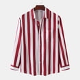 thumbnail image 2 of Blusa informal holgada con cuello vuelto para el trabajo diario Camisa de manga larga con rayas rojas, 2 of 5