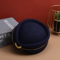 thumbnail image 2 of WORGEOUS Sombrero de azafata de aire para mujer Sombrero de asistente de vuelo de lana Gorra de azafata para disfraz Cosplay Interpretación musical - Talla M (azul marino), 2 of 8