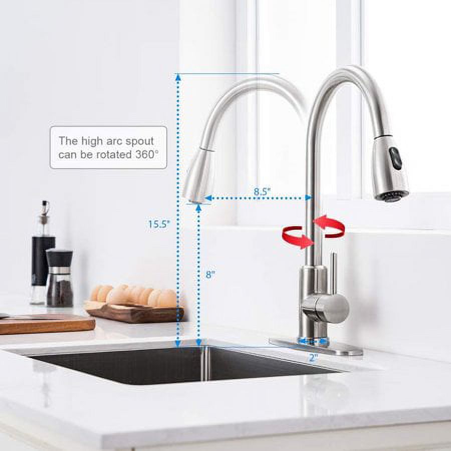 Kitchen Faucet,Kitchen Sink Faucet with Pull Down Sprayer,2 Models Single Handle Kitchen Bar Faucet w/ Water Lines Mixer Tap(fit 1/2" and 3/8") - image 3 of 7