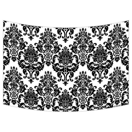 Damask Wall Hanging ZKGK Damask Pattern Tapestry Wall Hanging Wall Decor Art for Living Room Bedroom Dorm Cotton Linen Decoration 90x60 Inches ()